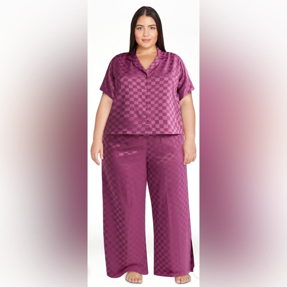 Women's Purple Checkered Pajama Set